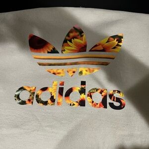 Adidas Floral Logo Tee in Cream